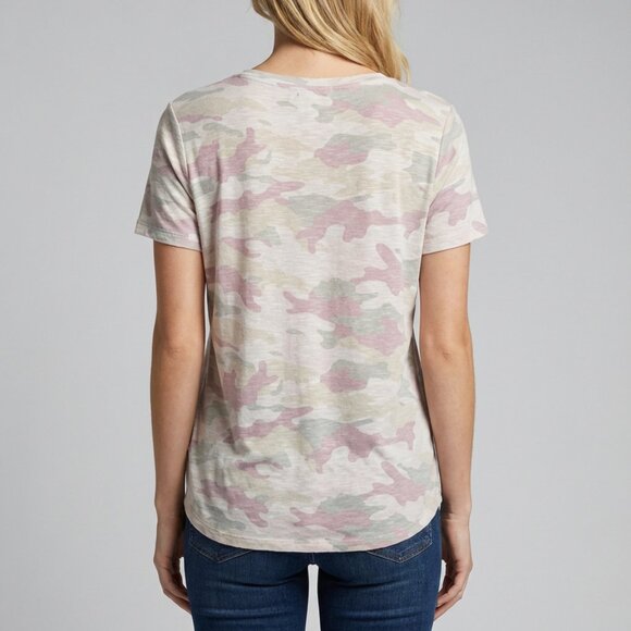 Old Navy Luxe Large Camo V Neck T Shirt Pink White Gray SOFT! - Picture 3 of 12